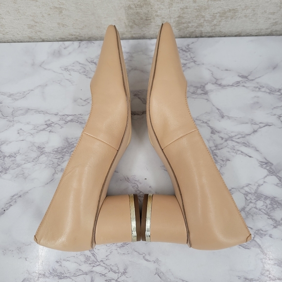 Franco Sarto Womens Pisa Leather Square Toe Pumps Nude Beige Heels - Picture 7 of 12